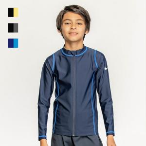 ナイキ ラッシュガード 長袖 ジップアップ キッズ 水着 男の子 ジュニア スイムウェア NIKE SWIM BOYS UV ハイドロガード 110cm 120cm /1991092【返品不可】｜APWORLD