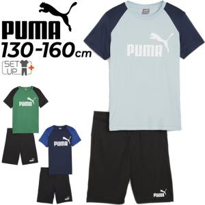 プーマ キッズ 半袖Tシャツ ショートパンツ 上下 男の子 PUMA ロゴT ハーフパンツ 130-160cm 子供服 スポーツウェア セットアップ 2点セット /849634【pu22pd】｜apworld