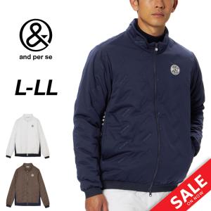 アンパスィ 中わたブルゾン メンズ ゴルフウェア and per se GOLF エアジャスター 保温 アウター 長袖 はっ水 男性用 ゴルフジャケット メンズウエア /AMF1115G3｜APWORLD