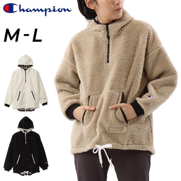 ボアジャケット レディース アウター/チャンピオン Champion ハーフジップフーデッドジャケッ...