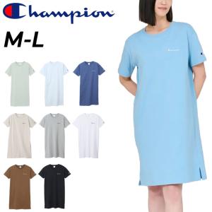 キスマーク★ロゴ刺繍★薄手ストレッチ★シャツワンピ【レディース サイズL】 Champion（チャンピオン） 半袖 ワンピース レディース Champion T