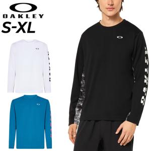 オークリー 長袖Tシャツ メンズ OAKLEY トレーニングウェア メンズウェア プリントT 男性 吸汗速乾 テニス ランニング スポーツウエア 黒 白 青 /FOA405835