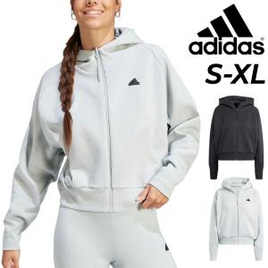 adidas Z.N.E. フルジップパーカー レディース スウェット スポーツウェア ジャケット ルーズフィット ストレッチ 吸汗 速乾 女性用 アウター IKU99｜apworld