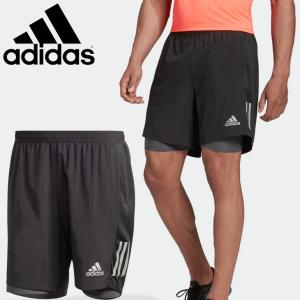 ランニングパンツ 5インチ 7インチ メンズ アディダス adidas オウンザラン 2 in 1 ショーツ(インナータイツ付)/スポーツウェア ハーフパンツ 黒 /IPZ40-FS9809｜apworld