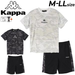 半袖Tシャツ ハーフパンツ 上下  Kappa メンズ セットアップ カッパ スポーツウェア トレーニング ランニング ジム 男性 運動 ブラック 黒 ホワイト 白｜apworld