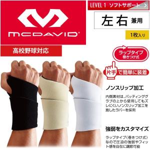 サポーター 手首用 マクダビッド MCDAVID リストサポート(ロゴなし) ラップタイプ 巻きつけ式 左右兼用 1個入り ソフトサポート 野球 正規品/M451N【取寄】