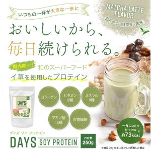 ソイプロテイン 女性 ダイエット　いぐさ プロテイン 大豆プロテイン  DAYS SOY 抹茶ラテ風味 イ草パウダー配合 い草 置き換え  男性 トレーニング  サポート に