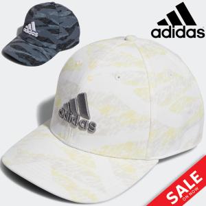 アディダス ゴルフキャップ 帽子 メンズ adidas GOLF カモプリント 迷彩柄 カモフラ 総柄 6パネル 男性 紳士用 ゴルフウェア 黒 白 ブラック ホワイト /VU986｜apworld