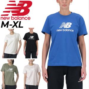 ニューバランス 半袖 Tシャツ レディース NEWBALANCE Sport Essentials Stacked Logo プリントT 綿 コットンT スポーツ カジュアルウェア ウエア /WT41502｜apworld