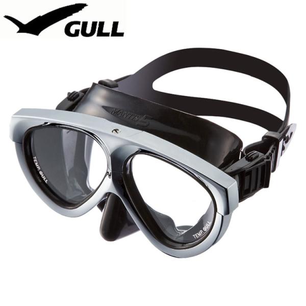 ダイビングマスク GULL/ガル マンティス５ブラックシリコン メタリックシルバー GM-1037