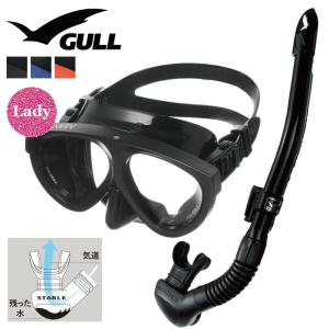 《GULL ガル》 ダイビング  マスク と シュノーケル 軽器材 2点セット     mantis5BK-leilastableBK｜AQROS ネットショップ