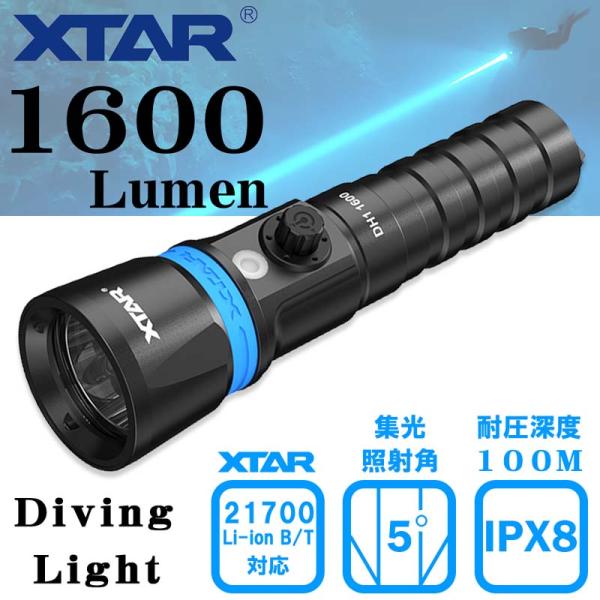 水中ライト ダイビング LED ダイビングライト ハンディライト 充電式 DH1 1600 (電池 ...