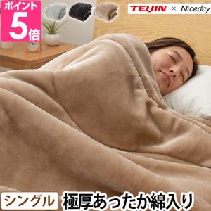 帝人×ナイスデイ 毛布 極厚であったかいTEIJINの縦型わた入りの毛布 S 866301 ブランケット 毛布 暖かい 毛布 洗濯 柔らかい 毛布 ふわふわ 毛布 丸洗い