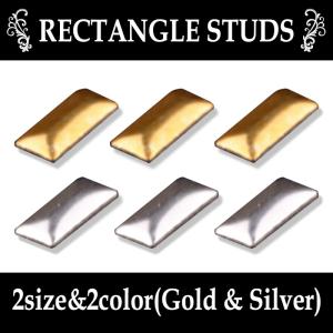 メタルスタッズ 長方形 レクタングル [ゴールド/シルバー]選べる2サイズ 約60粒入 ゴールドスタッズ シルバースタッズ ネイル デコ レジンクラフト
