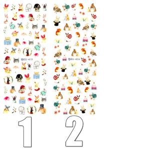 ウォーターネイルシール ウサギ ラビット 猫 キャット 選べる2種類 極薄・重ね貼りOK