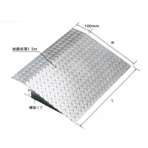 適用段差100mm HSL-600-10 乗用車用 縞鋼板製歩道上がり代引き・時間指定不可