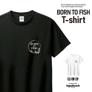 Aquabeach 5.6オンス ヘビーウェイト Tシャツ BORN TO FISH 106 半袖 ロゴ プリント メンズ レディース ユニセックス｜aquabeach2