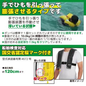 ライフジャケット 桜マーク付 手動膨張式 肩掛...の詳細画像1