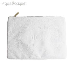 クリスチャン ディオール フラワーエンボス コスメ ポーチ ホワイト CHRISTIAN DIOR FLOWER EMBOSS COSME POUCH WHITE [2906][ノベルティ] ブランド ロゴ入り冬｜aquabouquet