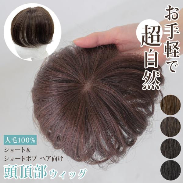 部分ウィッグ 頭頂部 人毛 ヘアピース 自然 トップピース トップカバー つむじ かつら つけ毛