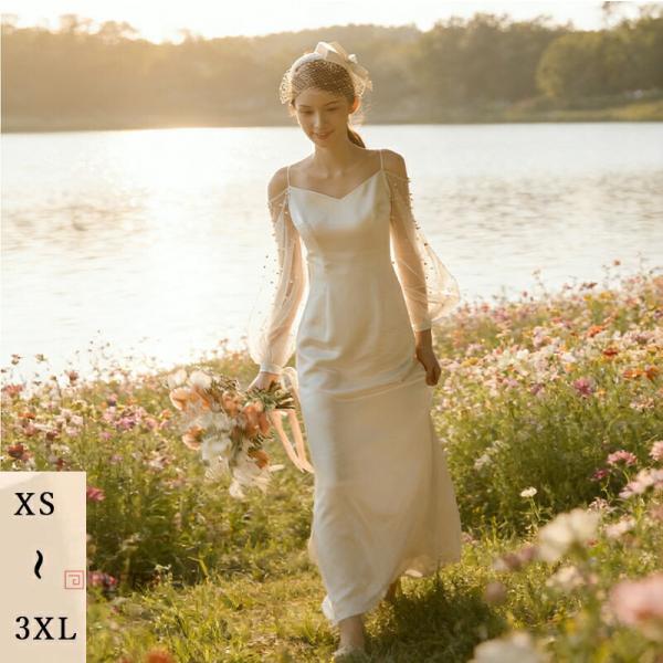 花嫁 ウエディングドレス 二次会ドレス きれいめ 軽量 人気 格安 ウエディングドレス 披露宴 結婚...