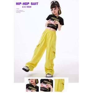 黄色 カーゴパンツ キッズダンス衣装 セットア...の詳細画像1