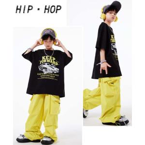 黄色 カーゴパンツ キッズダンス衣装 セットア...の詳細画像5