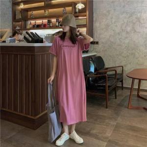 レディース 半袖 ロング丈 Tシャツワンピース...の詳細画像3