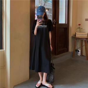レディース 半袖 ロング丈 Tシャツワンピース...の詳細画像5