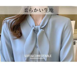 ブラウス レディース 長袖 ボウタイ リボン付...の詳細画像2