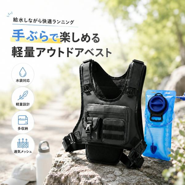 ハイドレーション対応 給水バッグ対応 ランニングベスト アウトドアベスト トレイルランニングベスト ...