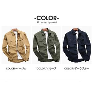 ミリタリーシャツ メンズ 綿100% 長袖 ワ...の詳細画像2