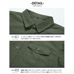 ミリタリーシャツ メンズ 綿100% 長袖 ワ...の詳細画像5
