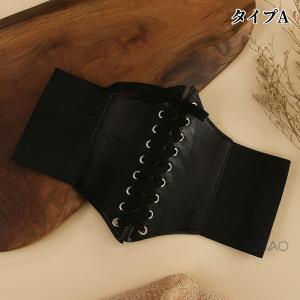 コルセットベルト ワイド きれいめ 太め ブラ...の詳細画像1