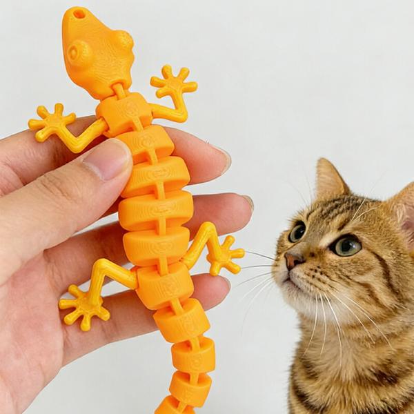 猫じゃらし 猫用 おもちゃ 骨格 チェーン ヤモリ トカゲ 関節 可動 ストレス解消 クリエイティブ...