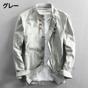 リネンシャツ メンズ 綿麻 シャツ 長袖 カジ...の詳細画像4
