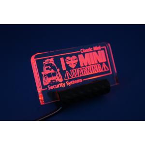 セキュリティスキャナー　青 カーセキュリティ アクリルLEDスキャナー WARNINGロゴ 青色