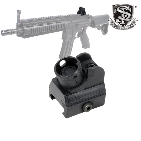 爆買 S&amp;T HK416 ナイロン製 ディオプタータイプ リアサイトBK