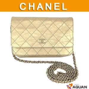 大特価セール！　CHANEL　シャネル　ウォレットチェーンショルダーバッグ　ポシェット　レザー　ゴールド　送料込み｜aquankyoya