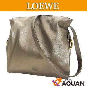 LOEWE　ロエベ　フラメンコ30　斜め掛けショルダーバッグ　レザー　メタリックシルバー　美品　送料込み｜aquankyoya