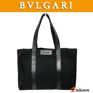 大特価セール！　BVLGARI　ブルガリ　トートバッグ　ロゴマニア　キャンバス×レザー　ブラック　黒　送料込み｜aquankyoya