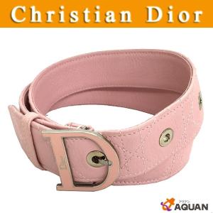 セール　Christian　Dior　クリスチャンディオール　ディオール　ベルト　レザー　ピンク　レディース　｜aquankyoya