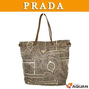 大特価セール！　PRADA　プラダ　トートバッグ　ナイロントートバック　ショルダーバッグ　ペイズリー柄　ブラウン｜aquankyoya