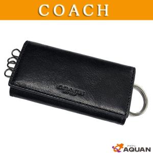 COACH  コーチ　キーケース　4連　キーリング付き　黒　ブラック　レザー　メンズ　未使用｜aquankyoya