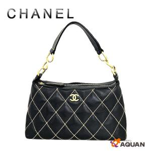 CHANEL　シャネル　ワイルドステッチ　ハンドバッグ　ワンショルダーバッグ　レザー　ブラック　送料込み｜aquankyoya