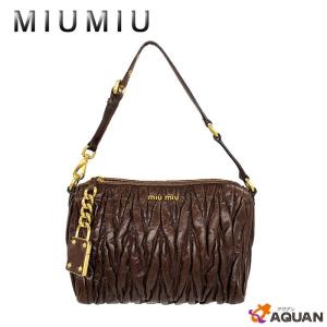 miumiu　ミュウミュウ　MIUMIU　マテラッセ　アクセサリーポーチ　ハンドバッグ　レザー　ブラウン｜aquankyoya