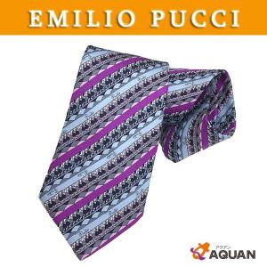 EMILIO PUCCI　エミリオプッチ　ネクタイ　メンズ　シルク　パープル×ブルー系　未使用｜aquankyoya