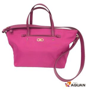 セール 送料無料 SalvatoreFerragamo フェラガモ ナイロン トートバッグ ２WAY ショルダーバッグ ピンク 美品 aq2537｜aquankyoya