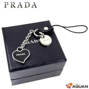 PRADA　プラダ　ハート　携帯ストラップ　1AR650　SAFFIANO SMALTO　レザー　ブラック×シルバー｜aquankyoya