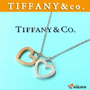 TIFFANY&CO. ティファニー センチメンタル ダブルハート ネックレス K18 750 YG×SV925 ペンダント aq298｜aquankyoya